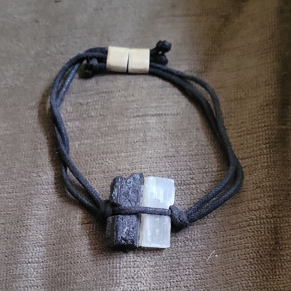 Handcrafted Black and White Stone Bracelet